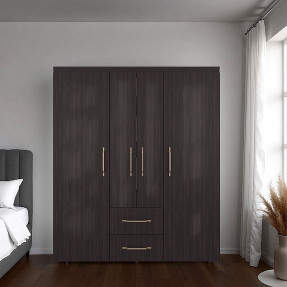 Engineered Wood Armoire Elma Petunia - Brown Wardrobe - 60" Wide - Storage Chest