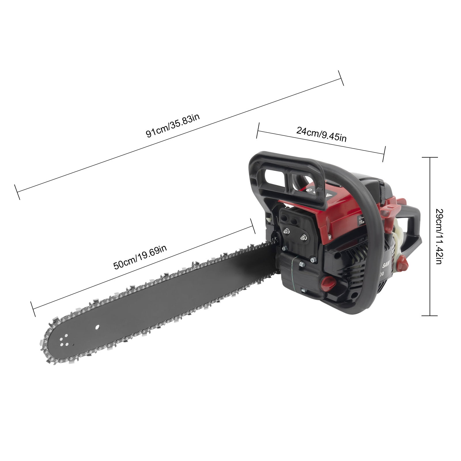 Wildnix 20-Inch Gasoline Chain Saw, 2.4KW 58cc Engine, Powerful High-Speed Performance for Efficient Cutting