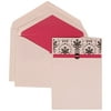 JAM Paper Wedding Invitation Set, Large, 5 1/2 x 7 3/4, Pink Card with Pink Lined Envelope and Blue and Pink Band Set, 50/pack