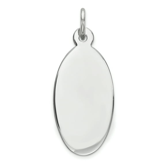 Sterling Silver Engraveable Oval Polished Front/Satin Back Disc Charm Pendant