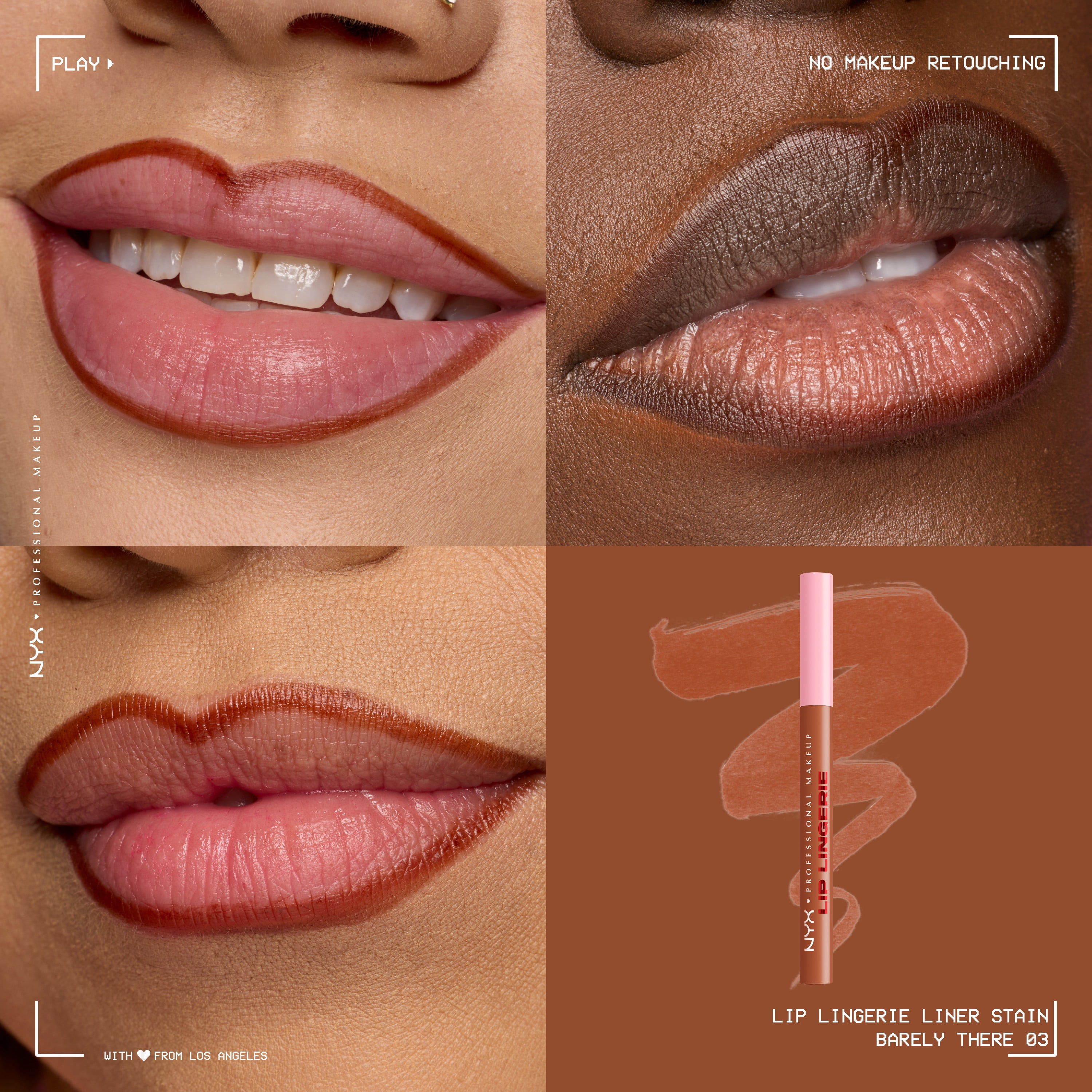 NYX Professional Makeup Lip Lingerie Lip Liner Stain, Waterproof Lip Color, Barley There, 0.03 fl oz