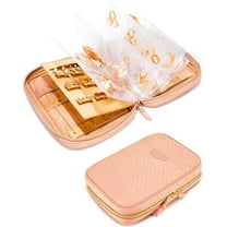 Jewelry Travel Organizer Case for Home Jewelry Organizer Storage Ring Binder Jewelry Bags Clear Jewelry Rolls Zipper Pouch Bag for Necklaces, Earrings, Rings, Bracelets, Pink