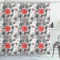 thumbnail image 1 of Ambesonne Grunge Shower Curtain, Mandala Rounds, 69"Wx70"L, Vermilion Black White, 1 of 3