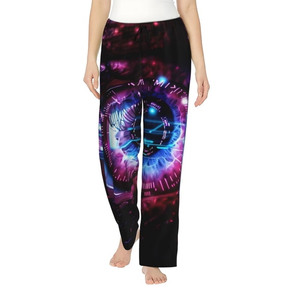 Logiee v Print Women Pajama Pants,Comfy Pj Bottom with Pockets & Drawstring,Stretch Casual Sleepwear-Small