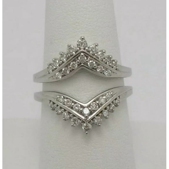 2Ct Round Cut Lab Created Diamond Enhancer Guard Wrap Ring 14K White Gold Plated