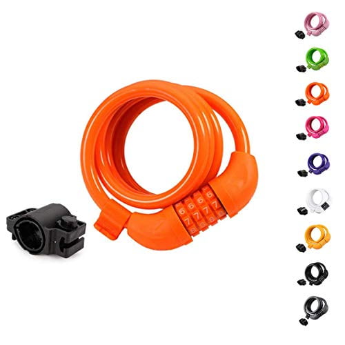 4-Feet Bike Cable Basic Self Coiling Resettable Combination Cable Bike Locks with Complimentary Mounting Bracket 1/2 Inch Diameter Titanker Bike Lock Cable