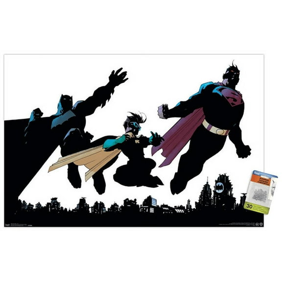 DC Comics - Batman - Robin - Superman - Trio Wall Poster with Push Pins, 22.375" x 34"