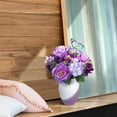thumbnail image 6 of Mainstays Artificial Silk Rose and Hydrangea Mixed Flower Bush, Purple, 16 in, Indoor Use, 6 of 8