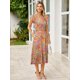 thumbnail image 4 of Vestido largo de verano BerryGo 2025 con estampado floral naranja para mujer, 4 of 6