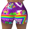 thumbnail image 2 of Lsque Geometry Dash Pattern High Waisted Biker Shorts for Women-Tummy Control Fitness Athletic Workout Running Yoga Gym Shorts,Moisture-Wicking-Large, 2 of 9