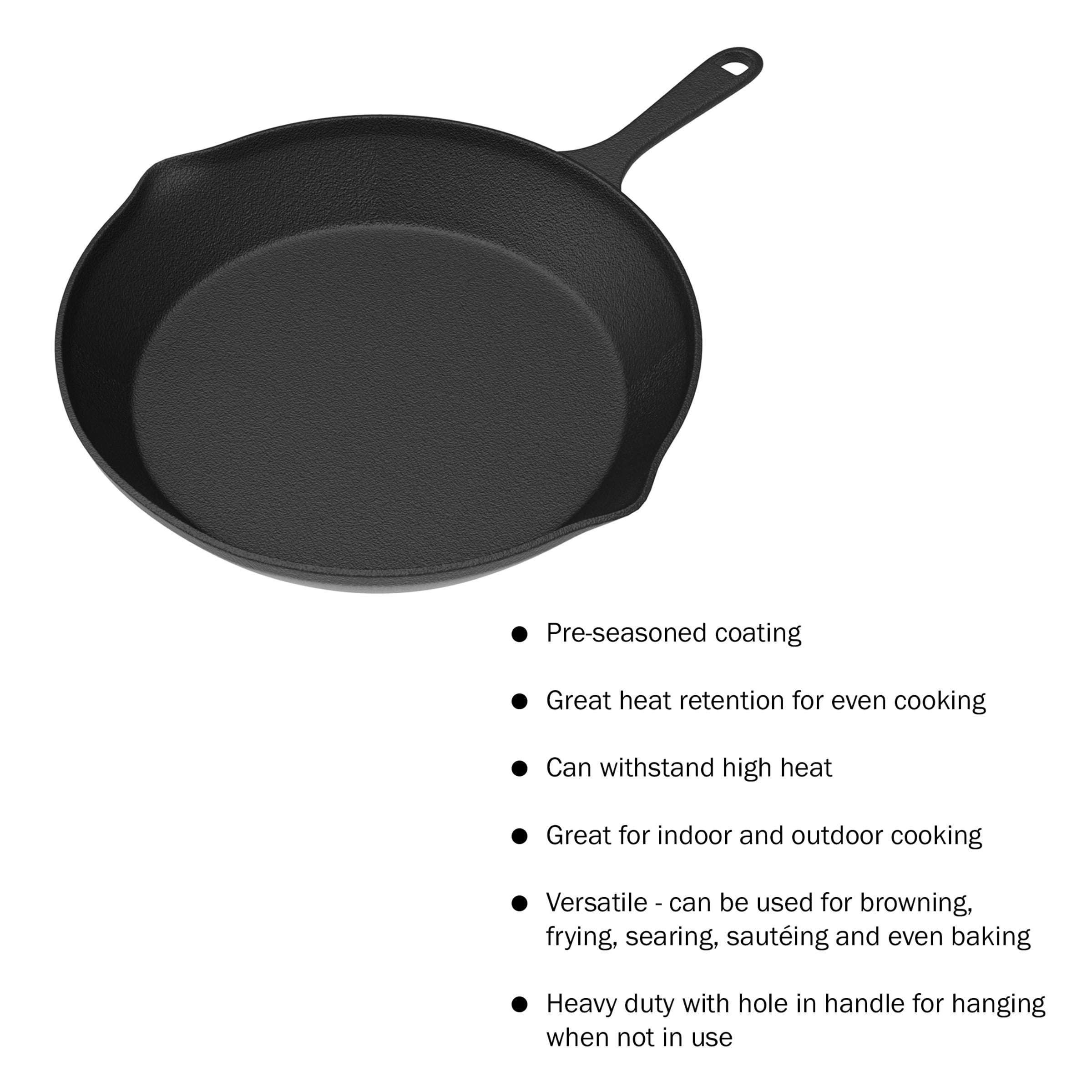 Utopia Kitchen Saute fry pan - Pre-Seasoned Cast Iron Skillet Set 3-Piece -  Frying Pan 6 Inch, 8 Inch and 10 Inch Cast Iron Set (Black)