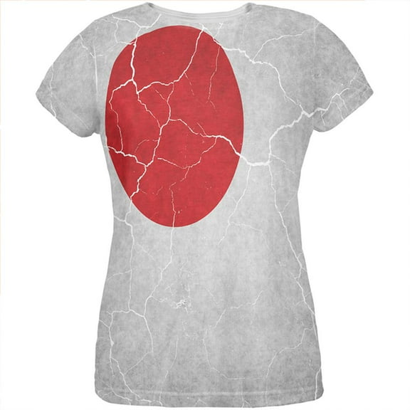 Distressed Japanese Flag All Over Womens T Shirt Multi LG