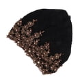 thumbnail image 4 of Sombrero de turbante musulmán Diseño de cuentas bordado vintage Envoltura para la cabeza elástica suave y ligera para uso diario AdoraciónNegro, 4 of 5