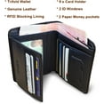 thumbnail image 2 of RFID Blocking Trifold Genuine Leather Wallets for Men, Vintage Short Multi Function Credit Card Holder,Money Clips with 2 ID Windows Give Gifts to Men (Deep Blue), 2 of 5