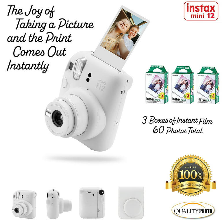 Fujifilm Instax Mini 11 Instant Camera Ice White + MiniMate Accessory  Bundle & Compatible Custom Case + Fuji Instax Film Value Pack (50 Sheets)
