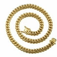 thumbnail image 3 of Mens Miami Cuban Link Chain Necklace Bracelet Gold Stainless Steel 8-18mm Gift, 3 of 9