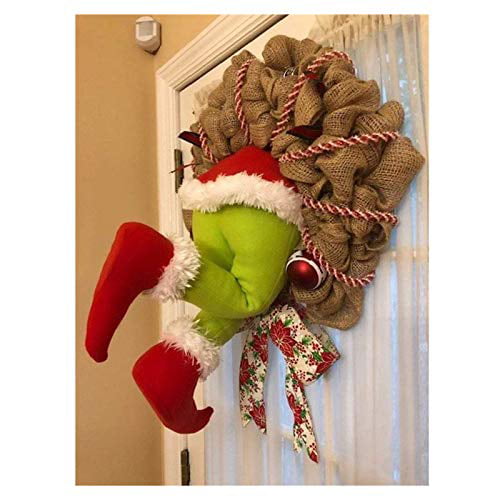 How the Christmas thief Stole Christmas Burlap Wreath-Christmas Decoration 