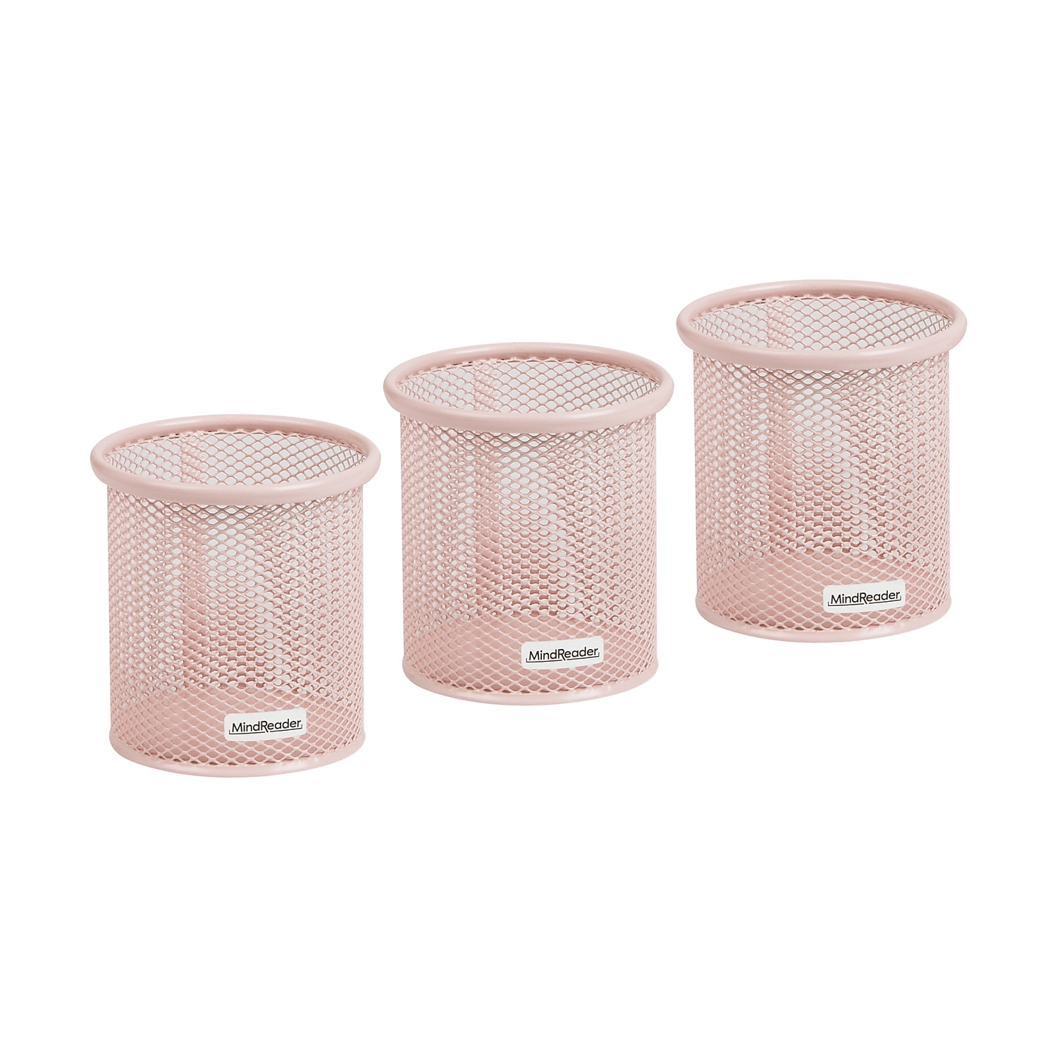 Mind Reader Metal Pen and Accessory Holder Desk Organizer Pink 3-Pieces (CLIPMESH3-PNK)