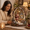 thumbnail image 5 of Santa Reindeer Winter Table Centerpiece Birch Arch Desktop Figurine Lighted Hanging Lantern Pinecone Berry Christmas Decor, 5 of 8