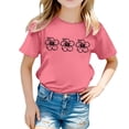 thumbnail image 1 of AWZXDE Hauts pour Filles Décontractés Imprimés Col Rond Manches Courtes T-Shirt, 1 of 5