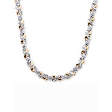 PalmBeach Jewelry 1/5 TCW Diamond X and O Necklace in 18k Gold-Plated