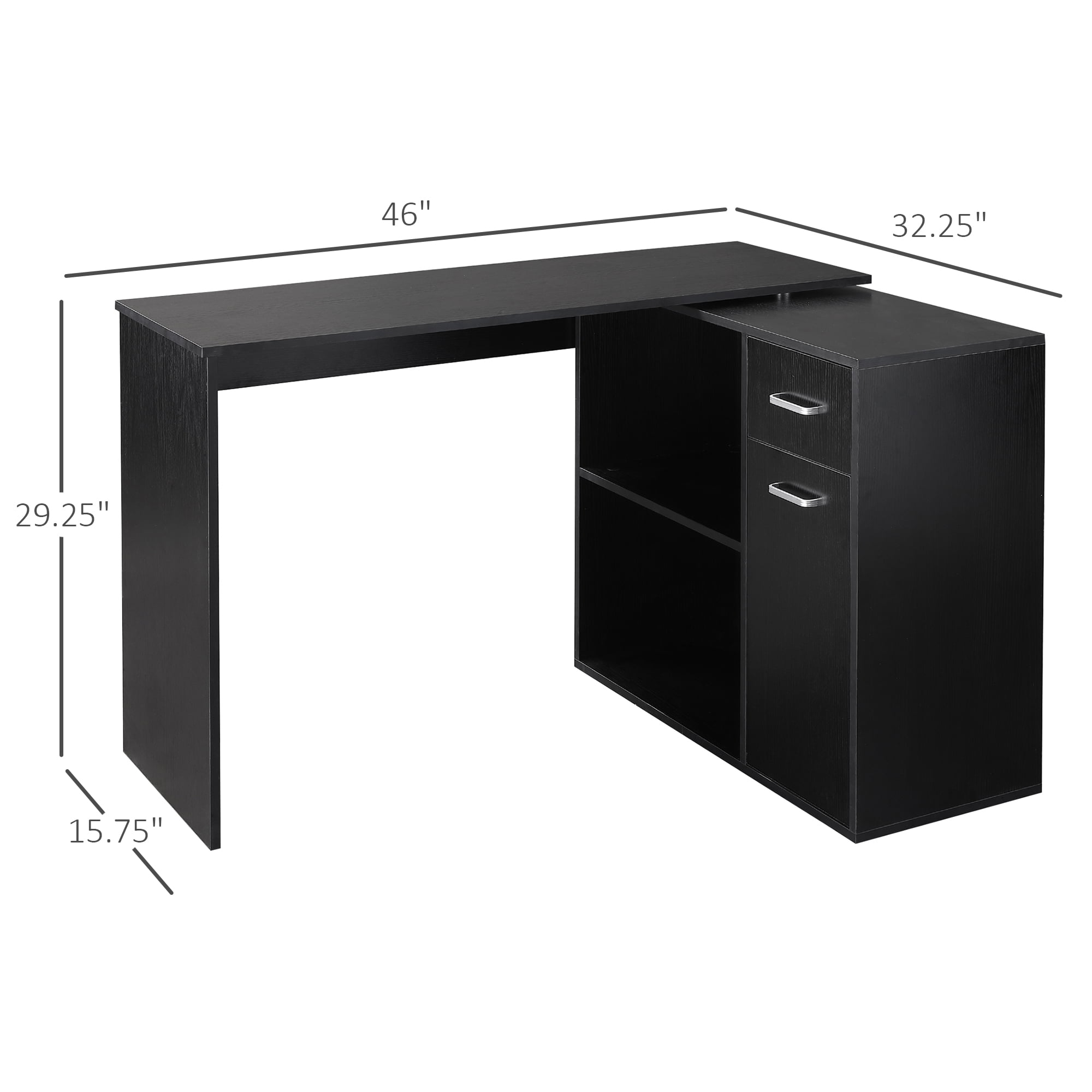 HomCom L Shaped Computer Desk Workstation with Storage Shelves and Cabinet for Home & Office Contemporary Style