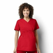 WonderWink Women's Short Sleeve Maternity Mock Wrap Top