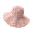 thumbnail image 2 of Siminsem UPF 50+ Straw Sun Hat for Women Wide Brim Fedora Foldable Packable Beach Hat Breathable Roll Up Lightweight Travel Cap Summer UV Protection Hiking Yoga Outdoors Seaside, Pink, One Size, 2 of 4