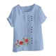 thumbnail image 4 of Vestidos Casuales Para Mujer, Blusas De Mujer De Moda Blusa informal de lino con cuello redondo, manga corta y botones para mujer, 4 of 4