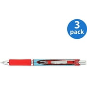 Pentel EnerGel RTX Retractable Roller Ball Pen, Needle Tip, Red Ink, Medium, 3-Count