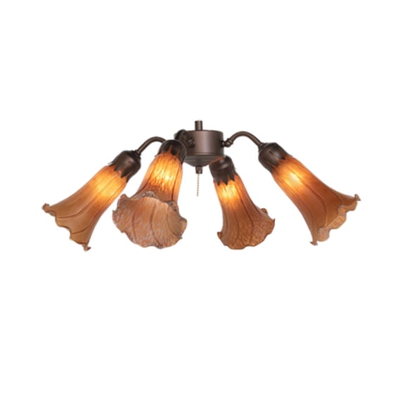 Meyda Tiffany 261503 Amber Tiffany Pond Lily 19" Wide 4 Light Ceiling Fan Light Kit -