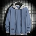 thumbnail image 2 of Mrat Men's Hoodies Sweatshirt Men's Spring Loose Color Collocation Fashion Casual Sports Shirt Hoodie Hoodie Hoodies for Men Pockets S-30 Blue XL, 2 of 5