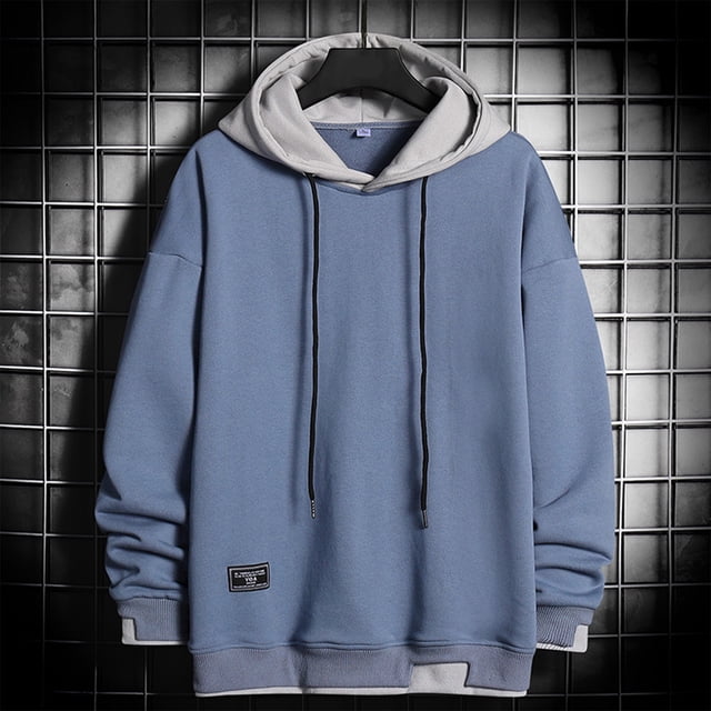 RXIRUCGD Chandail à Capuchon de Sport Décontracté pour Homme, Coupe Ample, Couleur, Mode, Bleu, Taille : S