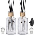 thumbnail image 1 of Reed Diffuser Bottle Set of 2 Glass Diffuser Bottles 8oz/250ml Empty Glass Diffuser Bottles with Stoppers and Reed Sticks Clear Decorative Bottle Set Bulk Reusable Perfume Jar, 1 of 6