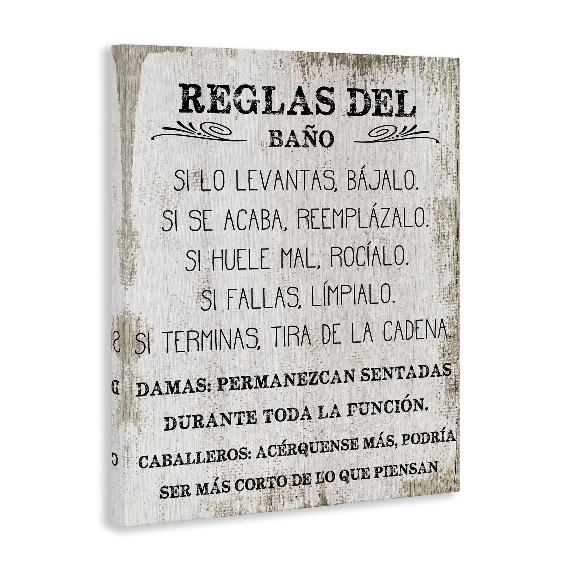 Stupell Industries Reglas Divertidas del Baño Bath & Laundry Painting Wrapped Canvas Art Print Wall Art, 30 x 40