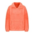 thumbnail image 3 of Lenpel Women Fleece Sweatshirts Pullover Half Zip Long Sleeve Casual Fuzzy Warm Jackets Winter Outerwear with Pocket, 3 of 5