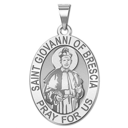 Saint Giovanni of Brescia OVAL Religious Medal - 2/3 x 3/4 inch Size of Nickel, Sterling Silver