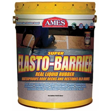 Ames Super Elasto-Barrier Liquid Rubber Basecoat for Roofs and Roof Decks 5 gallon (Best Roofing Material For Low Slope Roof)