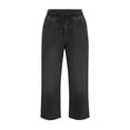 thumbnail image 5 of SAWOBUUN Womens Denim Capri Pants Drawstring Elastic Waist Cropped Jeans Casual Straight Leg Capris Summer Jeans, 5 of 8