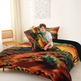 thumbnail image 4 of Manfei Classic Train Full Size Comforter Sets,Sunset Sky Bedding Comforter Set,Brown,Black Reversible,3pcs,1 Comforter and 2 Pillowcases, 4 of 7