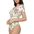 thumbnail image 2 of Naloa Rose Flowers Women's Short-Sleeved Onesie, One-Piece Swimsuit for Parties, dates, clubs - Medium, 2 of 9
