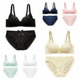 thumbnail image 6 of Bras For Women,Lace No Steel Ring Small Chest Gathered Adjustable Bra + Panty Set(70B-85B), 6 of 6
