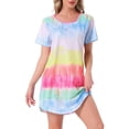 thumbnail image 1 of Camisón de mujer INSPIRE CHIC, vestido de camiseta, colorido, a rayas, con mangas cortas, camisón de noche, 2XL, arcoíris, 1 of 6