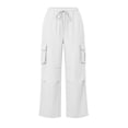 thumbnail image 5 of Womens Cargo Hiking Pants with Zipper Pockets Quick Dry Water Resistant Parachute High Waist Baggy Travel Pants Lightweight White XL(XL), 5 of 5