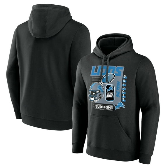 Men's Black Detroit Lions Bud Light Pullover Hoodie