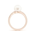 thumbnail image 2 of Angara Freshwater Cultured Pearl Ring with Bypass Shank in 14K Rose Gold for Women | June Birthstone Jewelry for Her, 2 of 8