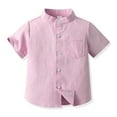 thumbnail image 2 of MIASHUI Boys Short Sleeve Dress Shirts Solid Color Button Down Shirts Tee,Pink,12-13 Years, 2 of 3