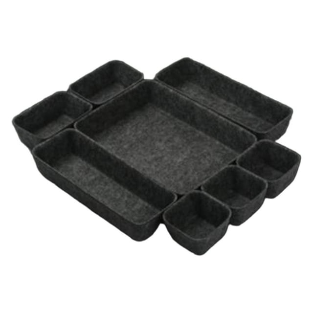 Organizador de cajones de fieltro de 8 piezas con separadores para tocador o mesa. Negro