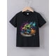 thumbnail image 1 of Boys' Summer Short Sleeve T-Shirt with Vibrant Monster Truck Print – Navy Blue Casual Round Neck Tee, Lightweight Polyester Blend for Youngsters, 1 of 6