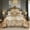 Gold, variant on Jacquard Comforter Queen Gold Bedding Taupe Satin Sheet Set 8 Pcs Embroidery Neoclassical Floral Home Decor Soft Luxury Hotel Silky Bed in a Bag with 1 Cushion Cover